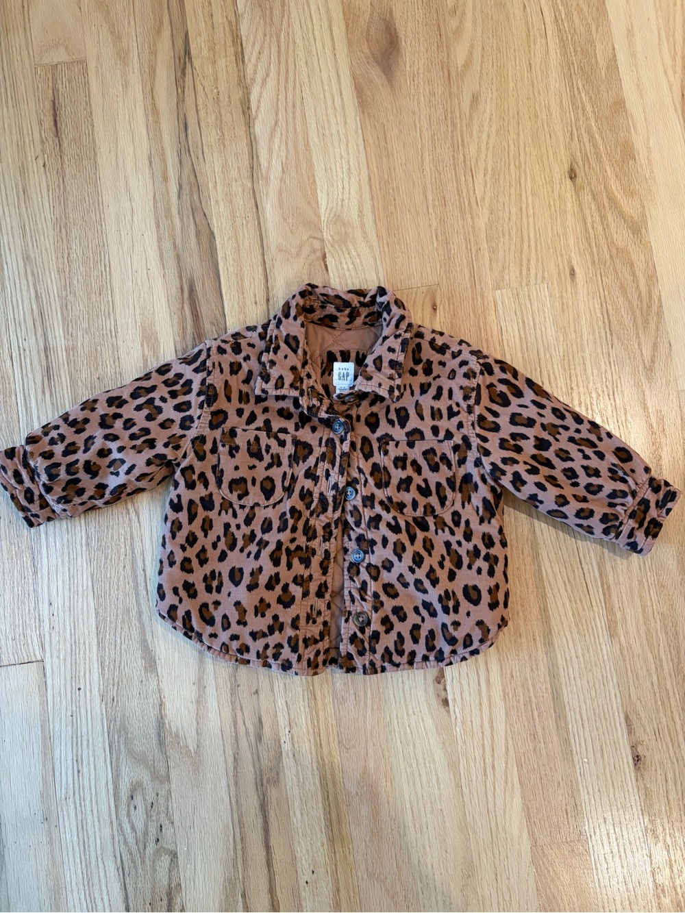 GAP Leopard Print Button-Front Shirt in Brown and Black